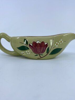 vintage stangl "magnolia" ceramic gravy boat hand painted mid century design